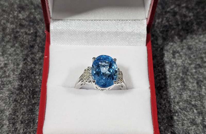 Blue silver ring