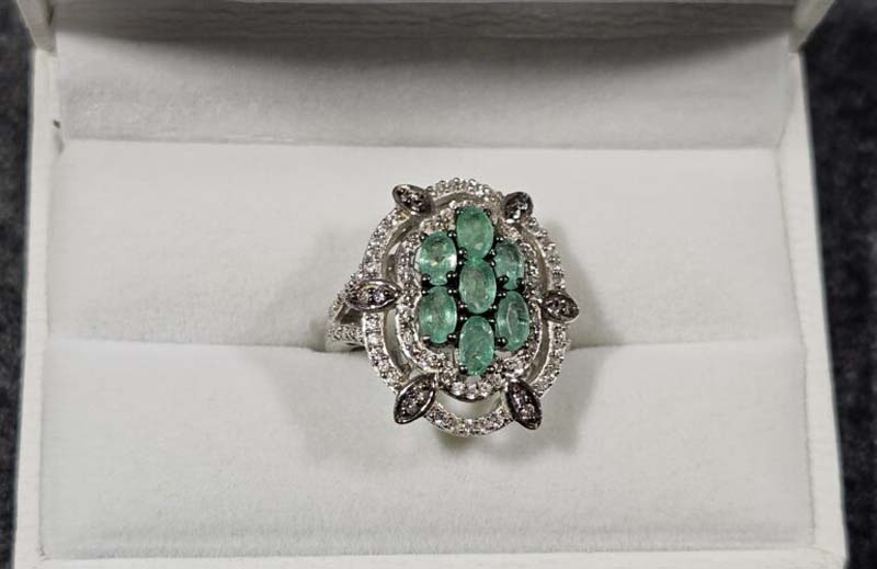 Green silver ring