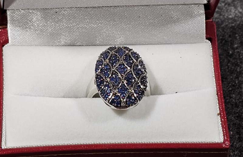 Blue silver ring