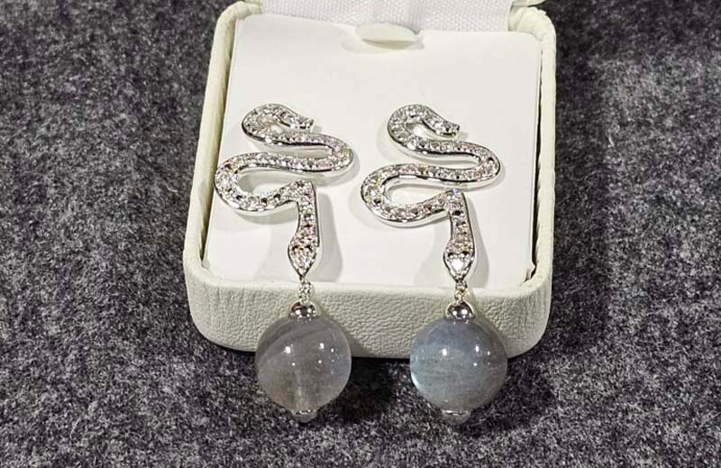 grey snake silver earing
