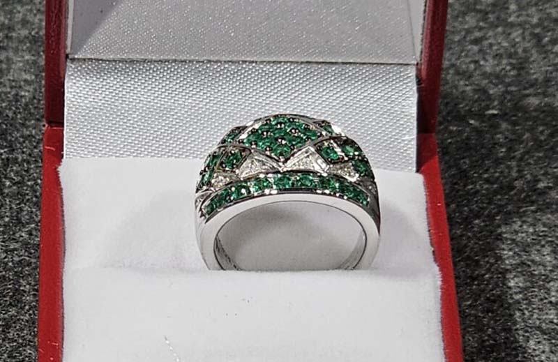 Green silver ring