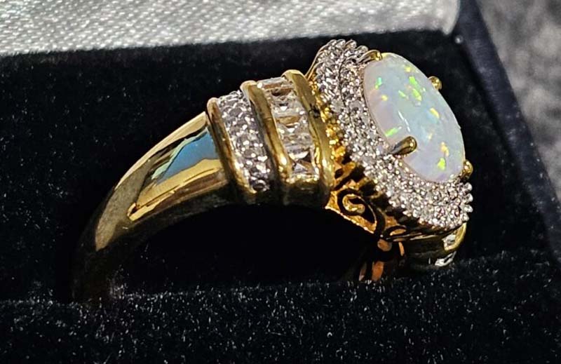 Pearl white silver gold ring