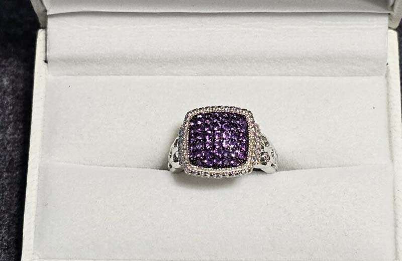 Purple silver ring