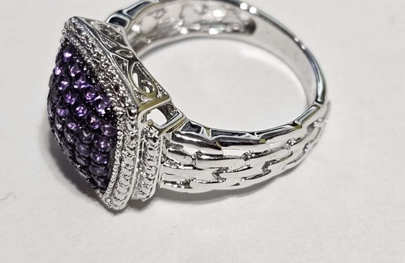 Purple silver ring