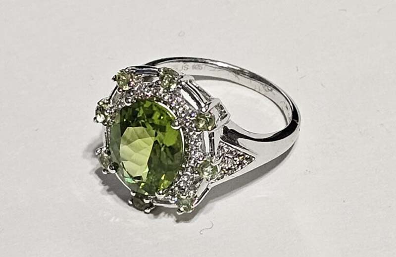Green silver ring