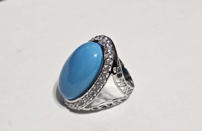 Blue silver ring
