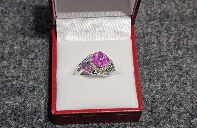Pink silver ring