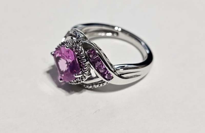 Pink silver ring