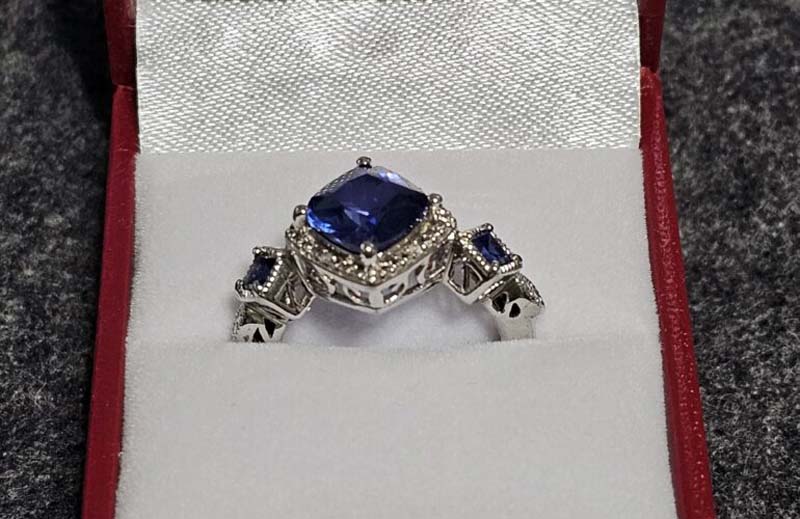 Blue silver ring