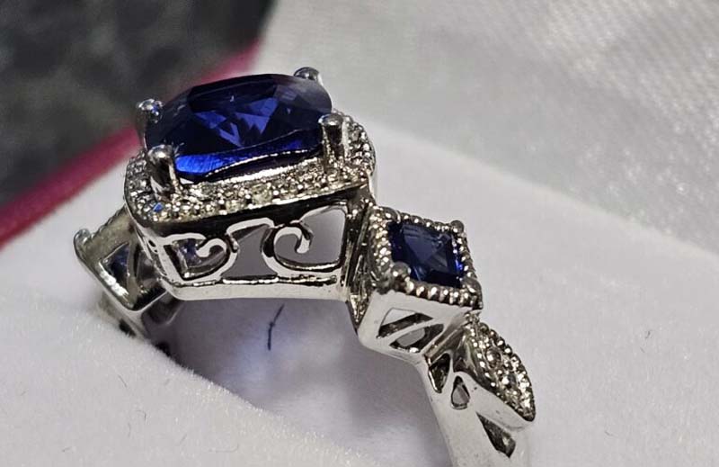 Blue silver ring