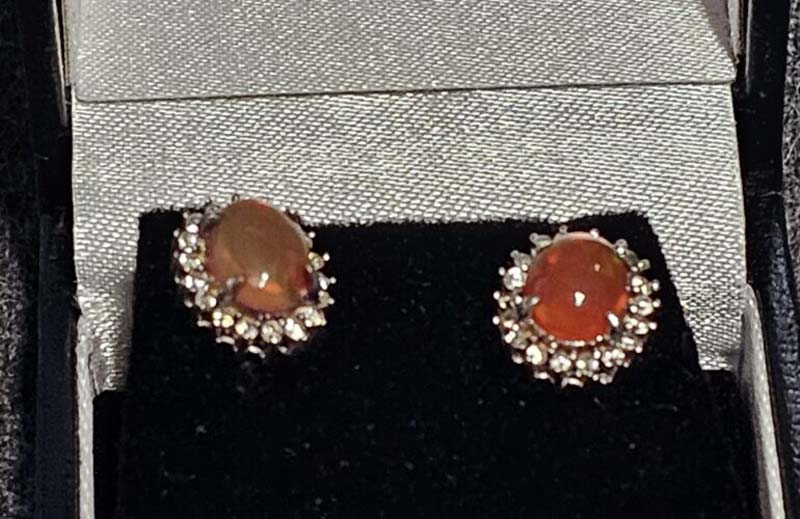 Orange pearl silver earing