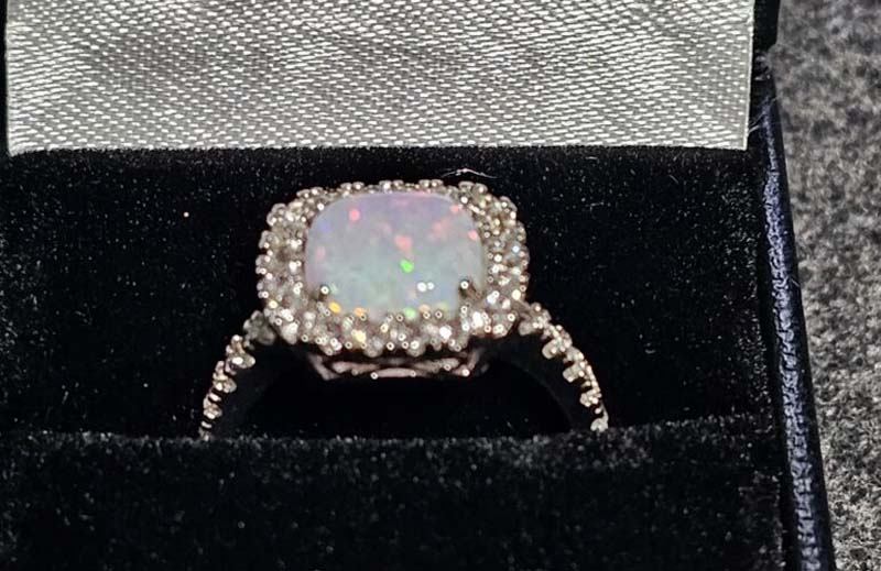 White pearl silver ring