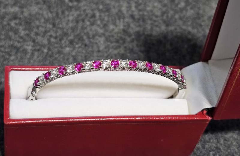 Pink diamond silver bracelet