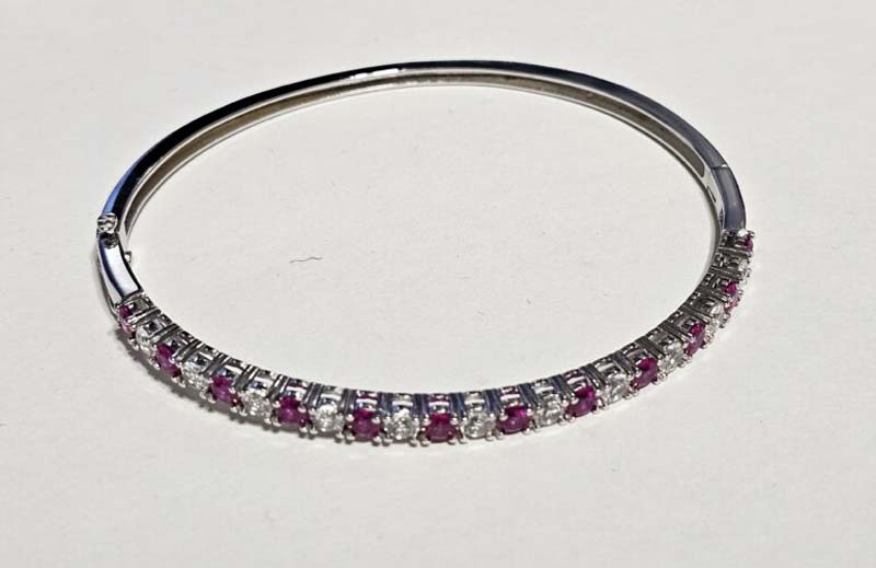 Pink diamond silver bracelet