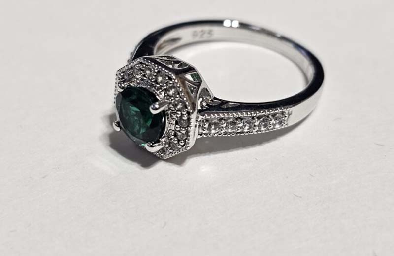 Green silver ring