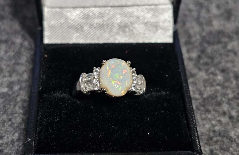 white pearl silver ring