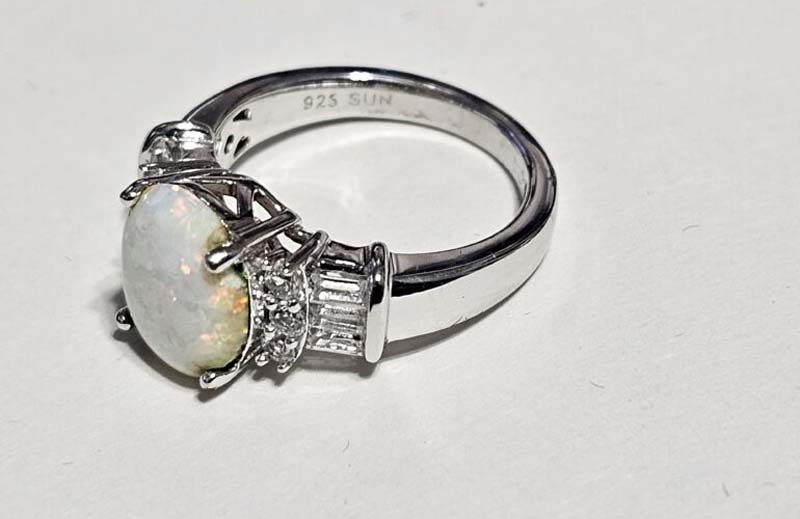 white pearl silver ring