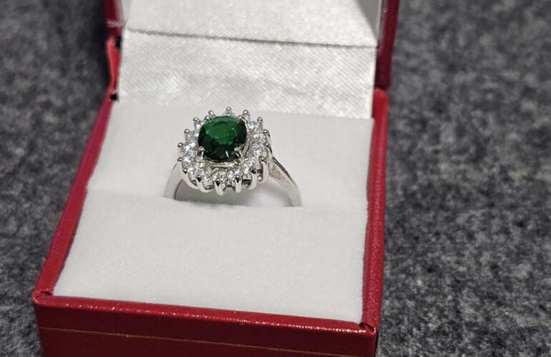 Green silver ring