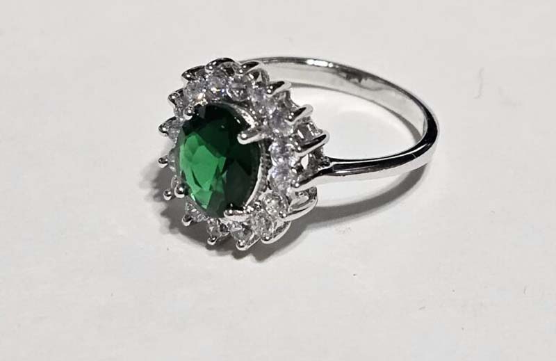 Green silver ring