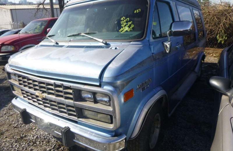Blue Chevrolet Van