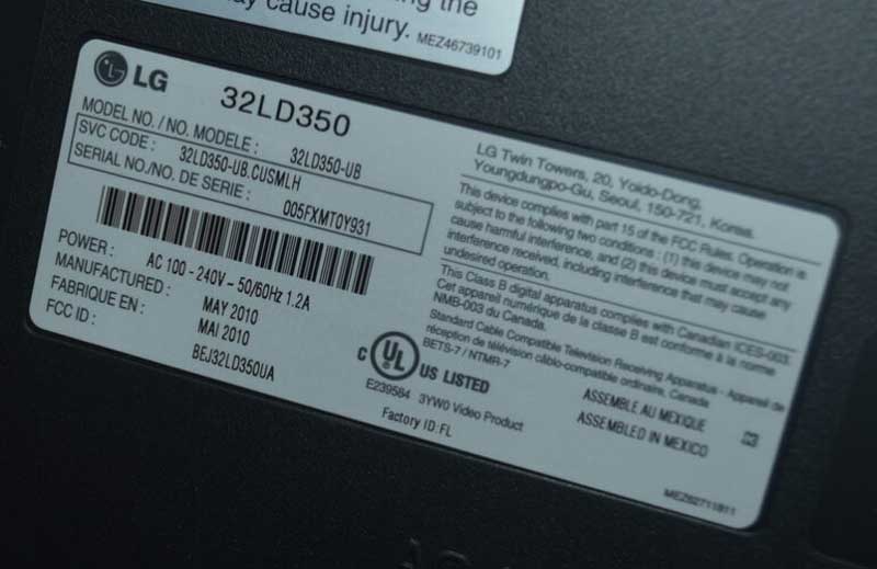 TV Model Information