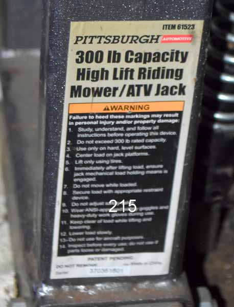 Pittsburgh high lift riding mower for auction