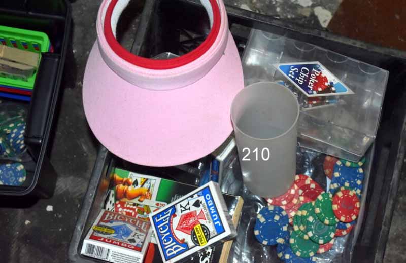 Poker chips and cards for auction