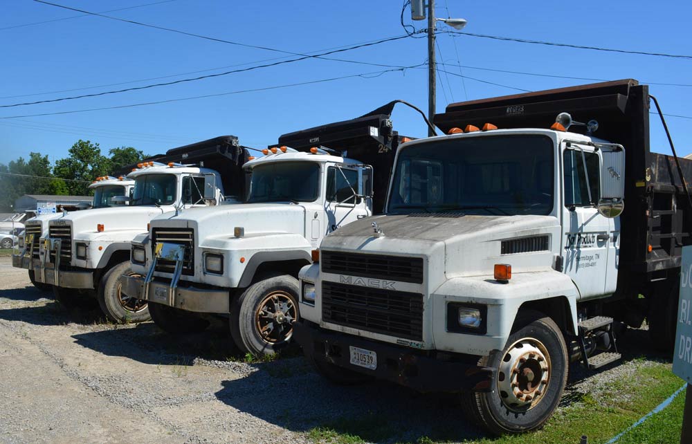 Dump trucks lined up